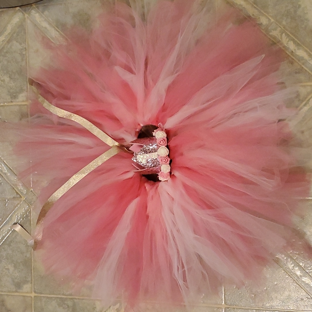 Girls 1st Birthday Princess Tutu Dress /Skirt w/Crown
